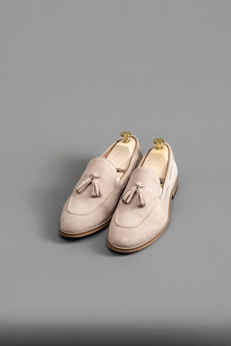 Chaussures moccasin daim beige — détail 3