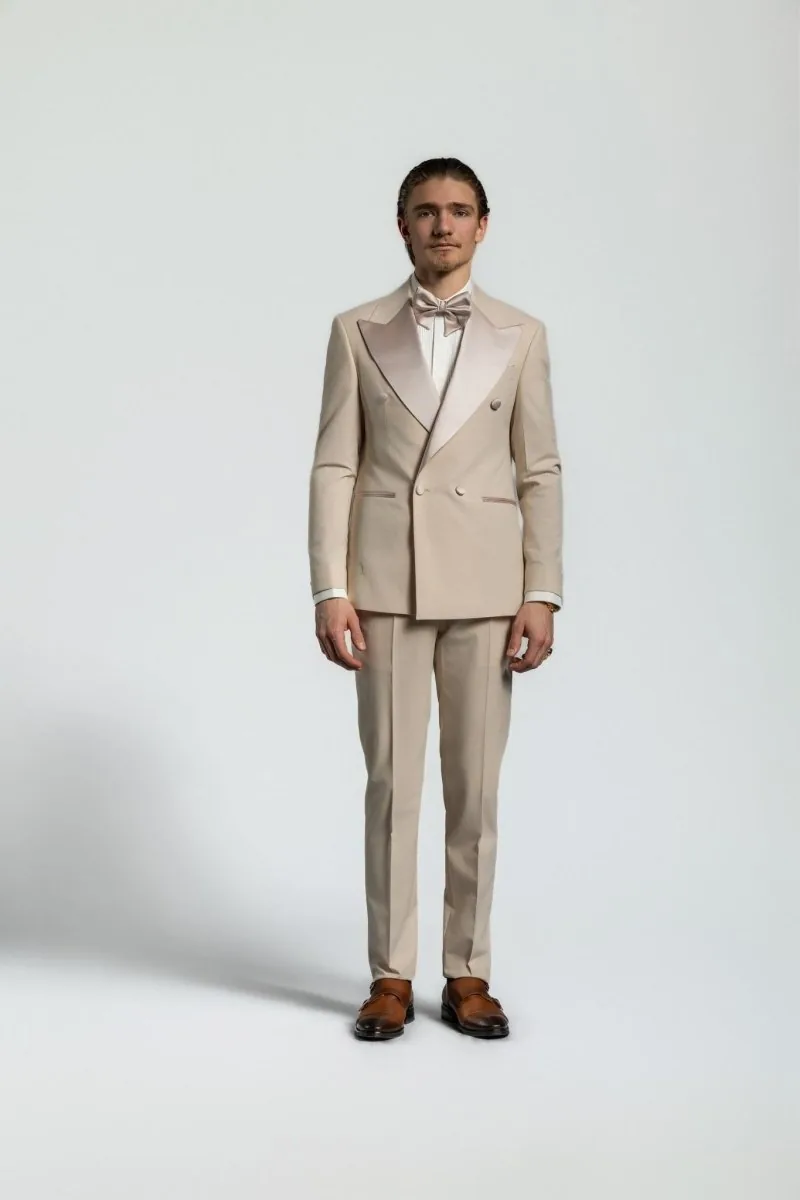 Smoking Croisé beige — détail 2