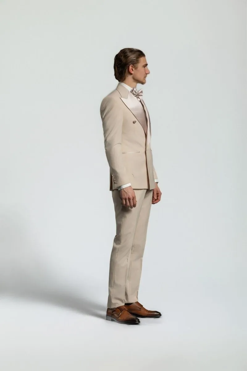 Smoking Croisé beige — détail 3