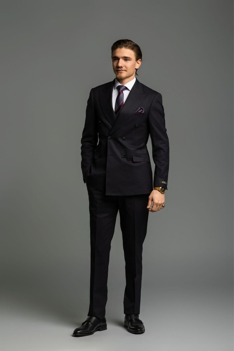 Costume Croisé boutonnage bleu marine - Bellino Moda Romandie