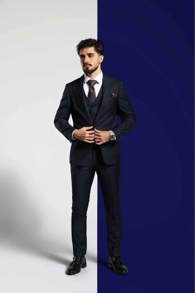 Costume Cachemire Bleu foncé - Bellino Moda Romandie