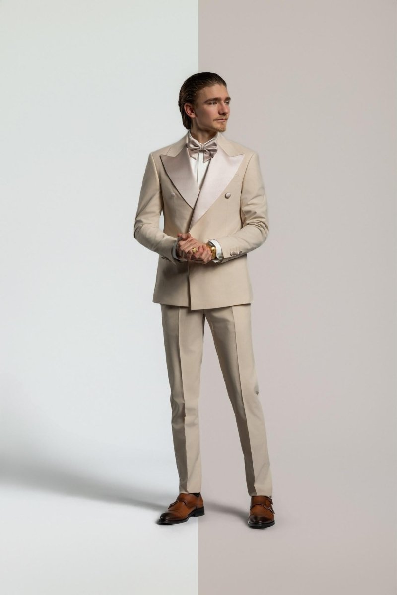 Smoking Croisé beige - Bellino Moda Romandie